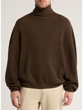 Fear Of God Essentials Waffle Knit Turtleneck Sweater Brown Large